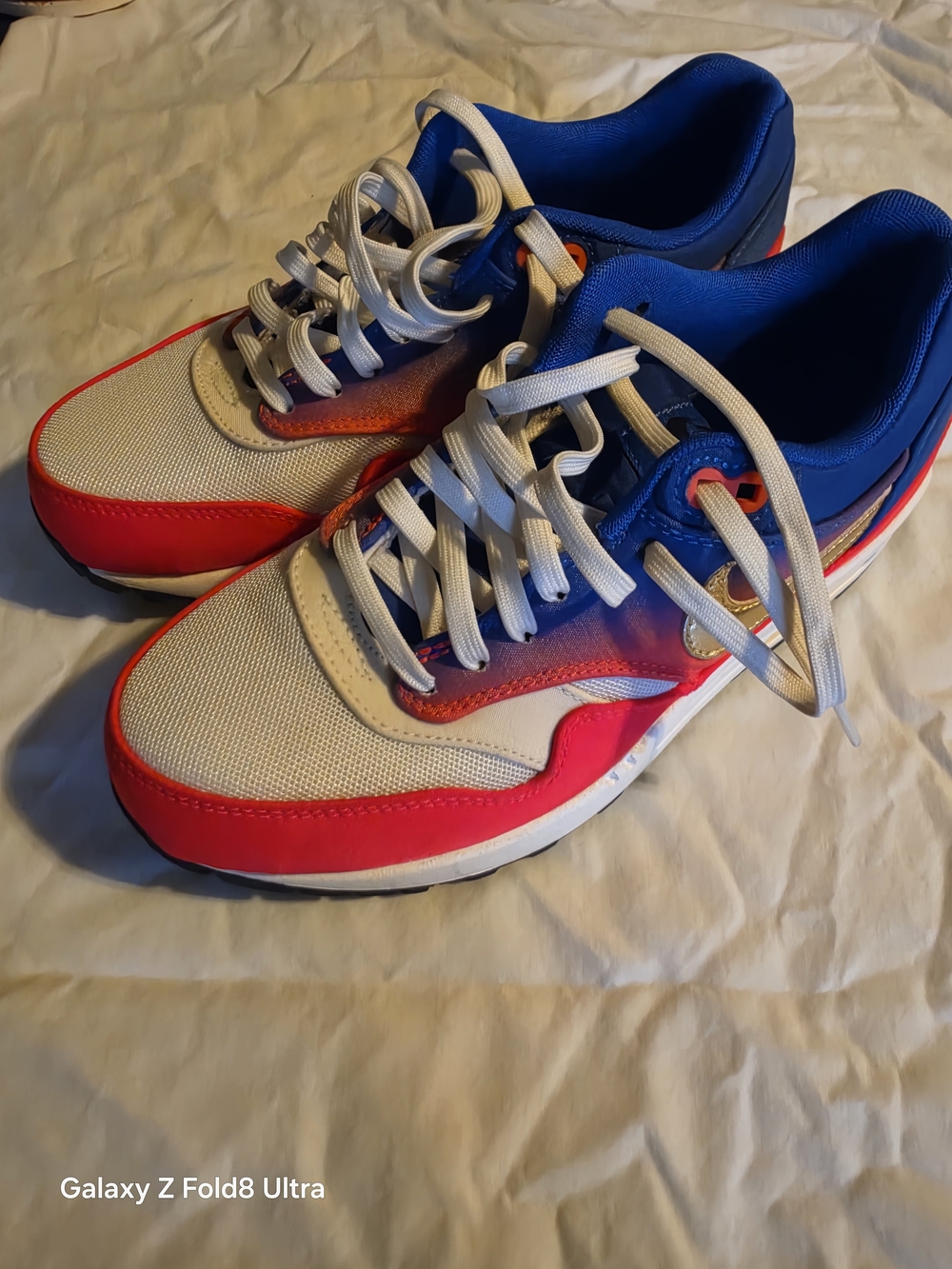Nike Women's Sneakers in White, Blue & Pink